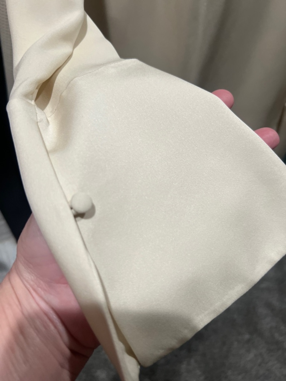 Theory Cream Long-Sleeve Silk Blouse | Suttle and Sexy - Picture 3 of 5